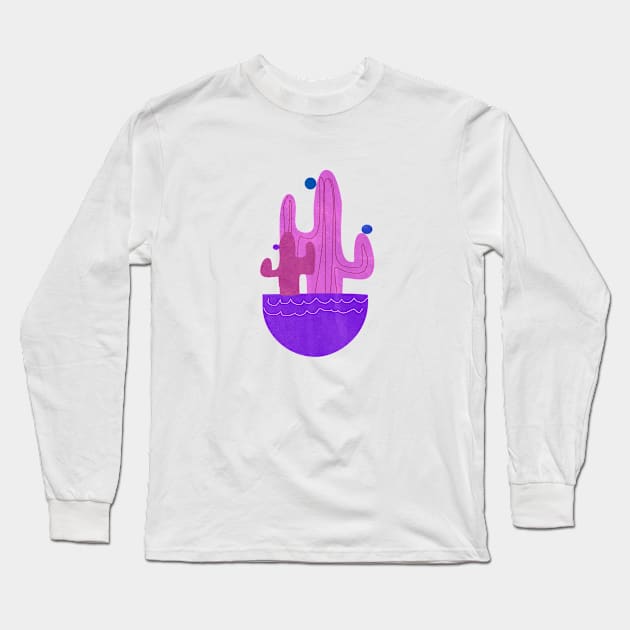 Purple cacti Long Sleeve T-Shirt by Mirimodesign